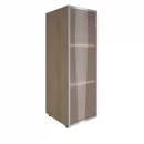 Шкаф книжный средний со стеклом в раме Lacobel без топа YALTA LT-SU 2.4L black Снежная Патина_53