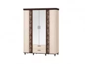 Шкаф четырехдверный с зеркалом Катрин 92.14 Дуб венге Белый песок Браун вуд_4