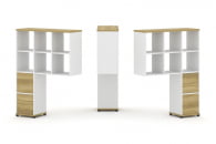 Надставка на стол высокая двухсторонняя + задняя стенка (2 шт.) + блок с 2-мя ящиками (2 шт.) CONCEPT CN.DNV-008 Дуб Винченцо Белый бриллиант Черный металл_14