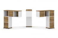 Надставка на стол низкая двухсторонняя + задняя стенка (5 шт.) + блок с 2-мя ящиками (2 шт.) CONCEPT CN.DNN-003 Сандал Янтарный Белый бриллиант Черный металл_2