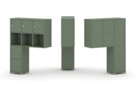 Надставка на стол высокая односторонняя + задняя стенка (8 шт.) + блок с 2-мя ящиками (2 шт.) + распашной фасад (3 шт.) CONCEPT CN.ONV-006 Кобо Белый металл_31