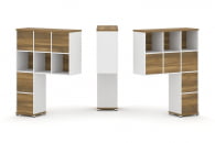 Надставка на стол высокая двухсторонняя + задняя стенка (8 шт.) + блок с 2-мя ящиками (2 шт.) CONCEPT CN.DNV-006 Сандал Янтарный Белый бриллиант Белый металл_12