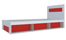Кровать 0 Палермо Юниор 01 Белый глянец Ясень шимо светлый Красный_0