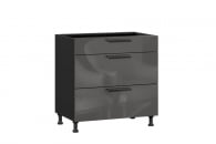 Тумба кухонная 800 с 3 ящиками ЛЮКС (5) Герда ЛД 279.200.000.081 Чёрный/Антрацит глянец_17