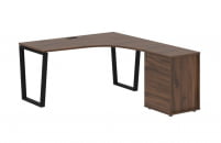 Стол эргономичный с тумбой правый EDIS EVCET 1518 R Дуб Денвер темный Черный_78