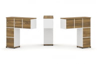 Надставка на стол низкая односторонняя + задняя стенка (5шт.) + блок с 2-мя ящиками (2шт.) + распашной фасад (3 шт.) CONCEPT CN.ONN-005 Сандал Янтарный Белый бриллиант Черный металл_23