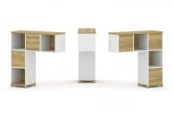 Надставка на стол низкая двухсторонняя + задняя стенка (5 шт.) CONCEPT CN.DNN-001 Дуб Винченцо Белый бриллиант Белый металл_0