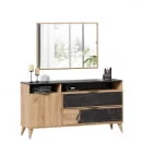 Комод 1500 Шелли с зеркалом Дуб золотой Камень Пьетра чёрный_2