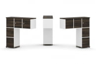 Надставка на стол низкая двухсторонняя + задняя стенка (5 шт.) + блок с 2-мя ящиками (2 шт.) + распашной фасад (3 шт.) CONCEPT CN.DNN-005 Дуб Мали Белый бриллиант Белый металл_4