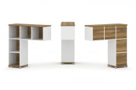 Надставка на стол низкая односторонняя + задняя стенка 5шт. CONCEPT CN.ONN-001 Сандал Янтарный Белый бриллиант Белый металл_19