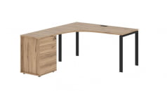 Стол эргономичный с тумбой левый EDIS EUCET 1518 L Дуб Денвер светлый Черный_55