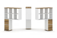 Надставка на стол высокая двухсторонняя + задняя стенка (2 шт.) + блок с 2-мя ящиками (2 шт.) CONCEPT CN.DNV-008 Сандал Янтарный Белый бриллиант Белый металл_14