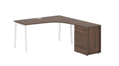 Стол эргономичный с тумбой (правый) EDIS ELCET 1518 R Дуб Денвер темный Белый_16