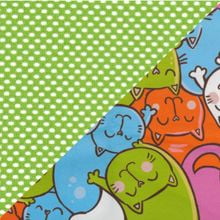 принт Котики / зеленая сетка