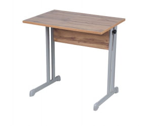 Парта одноместная прямые углы (рост 3-7) Белая ЛДСП/Серая кромка/Металл Серый
