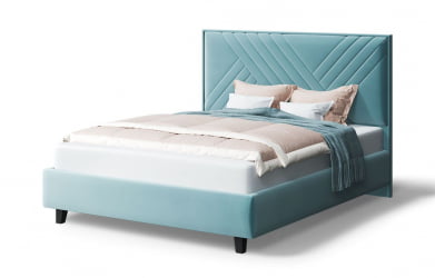 Кровать МИРА 2000*1200мм (на опорах), велюр НЕО 22 (бирюзовый), (б/основания, б/матраса) / NEO