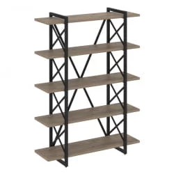 Стеллаж на регулируемых опорах - 5 полок LOFT VR.L-MST.O-5.8V Металл черный Тиквуд темный