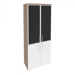 Шкаф высокий широкий ОНИКС О.СТ-1.2Р блаcк Дуб Аризона/Белый / ONIX O.ST-1.2R black