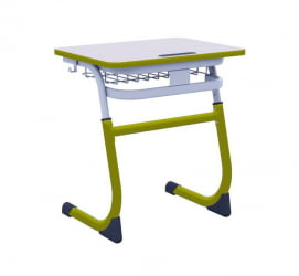 Парта одноместная регулируемая по высоте СМАРТЙ 600х500  с антивандальной  полиуретановой кромкой (рост 3-5) Оливковый/Серый / SMARTY