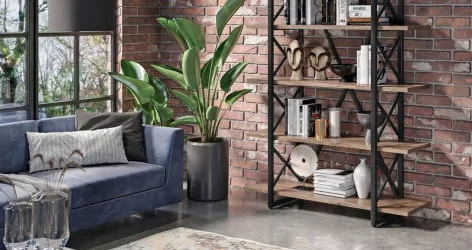 Стеллаж на регулируемых опорах - 4 полки LOFT VR.L-MST.O-4.8V Металл черный Дуб Аризона