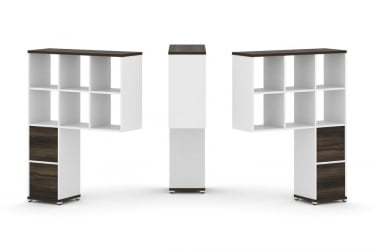 Надставка на стол высокая двухсторонняя + задняя стенка (2 шт.) + блок с 2-мя ящиками (2 шт.) CОНCЕПТ CН.ДНВ-008 Дуб Мали Белый бриллиант Белый металл / CONCEPT CN.DNV-008