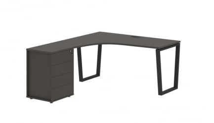 Стол эргономичный с тумбой левый ЕДИС ЕВCЕТ 1518 Л Мокко Черный / EDIS EVCET L