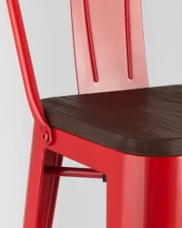 Стул барный Tolix Wood 75.5  со спинкой Красный