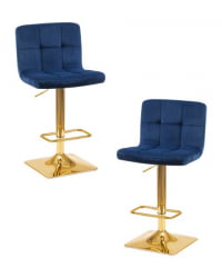 Стул барный ДОБРИН ГОЛДИЕ (синий велюр (МДЖ9-117)) 2 шт / DOBRIN GOLDIE (MJ9-117))