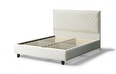 Кровать МИРА 2000*1800мм (на опорах), велюр Бренди лайт 02 (серо-белый), (б/основания, б/матраса)