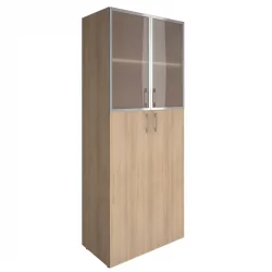 Шкаф книжный со стеклом в раме без топа ЙАЛТА ЛТ-СТ 1.7Р Снежная Патина / YALTA LT-ST 1.7R