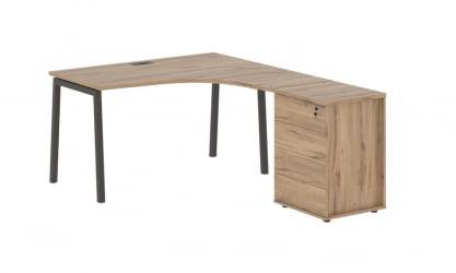 Стол эргономичный с тумбой (правый) EDIS ELCET 1318 R Дуб Денвер светлый Мокко