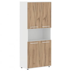 Шкаф с двумя комплектами глухих малых дверей ЕДИС ЕХCС 85.4 Дуб Денвер светлый Белый Белый / EDIS EHCS