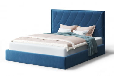 Кровать СОФИЯ 2000*1800мм (без опор), велюр Бренди лайт 08 (синий), (б/основания, б/матраса)