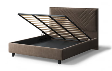 Кровать МИРА 2000*1800мм (на опорах), велюр Бренди лайт 29 (коричневый), (б/основания, б/матраса)