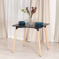 Стол обеденный JOHN (mod. T1003) МДФ/дерево, 80 х 80 х 75 см , Black (черный)/ Natural (натуральный)