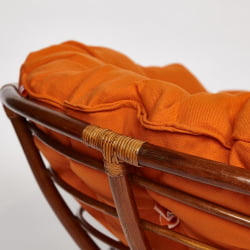 Кресло PAPASAN 23/01 W /с подушкой/ диаметр подушки 122 см, 115х101х104 см, Pecan (орех), ткань Оранжевый, С 23