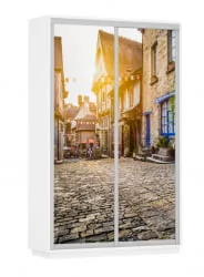 Шкаф-купе двухдверный Экспресс Дуо 1400х2400х Улица/Белый снег / 1400х2400h