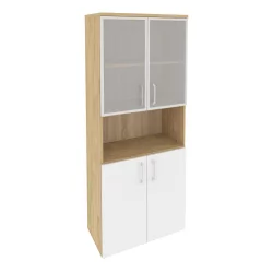 Шкаф высокий широкий ONIX O.ST-1.4R Тиквуд Светлый/Белый Шкаф высокий широкий ONIX O.ST-1.4R Тиквуд Светлый/Белый