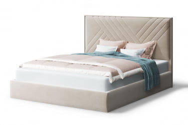 Кровать МИРА 2000*1400мм (без опор), велюр Бренди лайт 03 (бежевый), (б/основания, б/матраса)