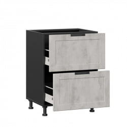 Тумба кухонная 600 с 2 ящиками ЛЮКС (4) Джамис ЛД 296.900.000.079 Черный Белый камень