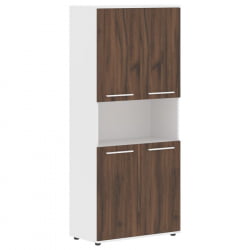 Шкаф с двумя комплектами глухих малых дверей ЕДИС ЕХCС 85.4 Дуб Денвер темный Белый Белый / EDIS EHCS