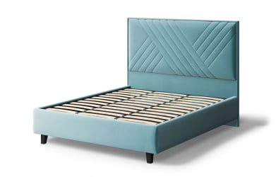 Кровать МИРА 2000*1200мм (на опорах), велюр НЕО 22 (бирюзовый), (б/основания, б/матраса) / NEO