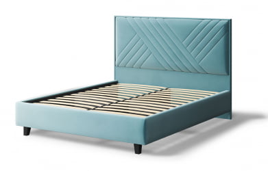 Кровать МИРА 2000*1600мм (на опорах), велюр НЕО 22 (бирюзовый), (б/основания, б/матраса) / NEO
