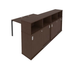 Рабочая станция с опорным шкафом-купе Метал Сйстем Б.РС-СШК-4.2 Венге/Антрацит / Metal System