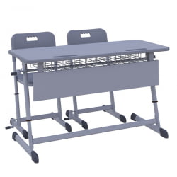 Парта школьная с полкой НОМАД В с ручной регулировкой высоты (рост 4-6) Серый/Серый / NOMAD V