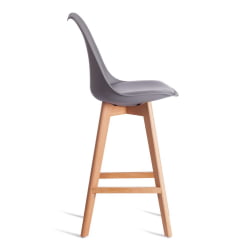 Стул барный TULIP BAR (mod. C1014H-1) / 1 шт. в упаковке пластик/дерево, 42 х 47,5 х 104 см, Grey (серый) 92717 / натуральный