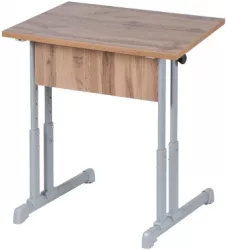 Парта одноместная прямые углы (рост 3-7) Дуб Вотан/Металл Серый