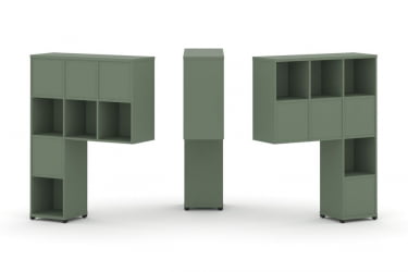 Надставка на стол низкая двухсторонняя + задняя стенка (5 шт.) + блок с 2-мя ящиками (2 шт.) CONCEPT CN.DNN-003 Кобо Черный металл