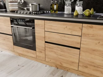 Тумба кухонная 600 с 3 ящиками ЛЮКС (4) Шервуд ЛД 281.580.000.013 Черная Дуб золотой