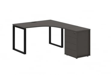 Стол эргономичный с тумбой правый ЕДИС ЕКCЕТ 1318 Р Мокко Черный / EDIS EQCET R